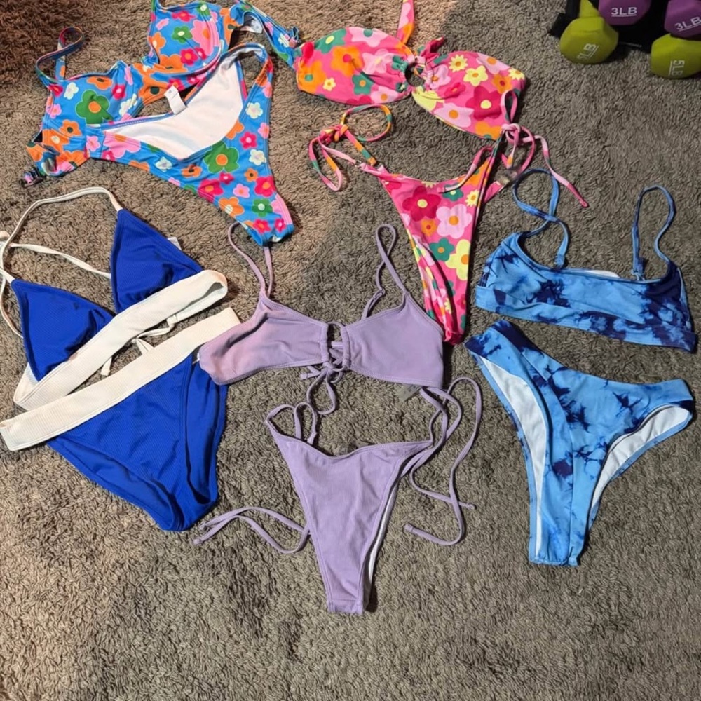 SHEIN Colorful Floral and Tie-Dye Bikini Set